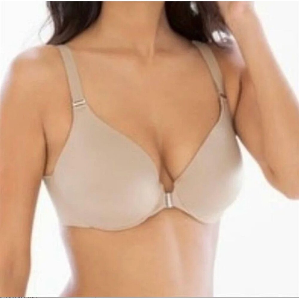 Soma 36DD Vanishing Back Full Coverage Bra Front Closure LT Nude Padded Under